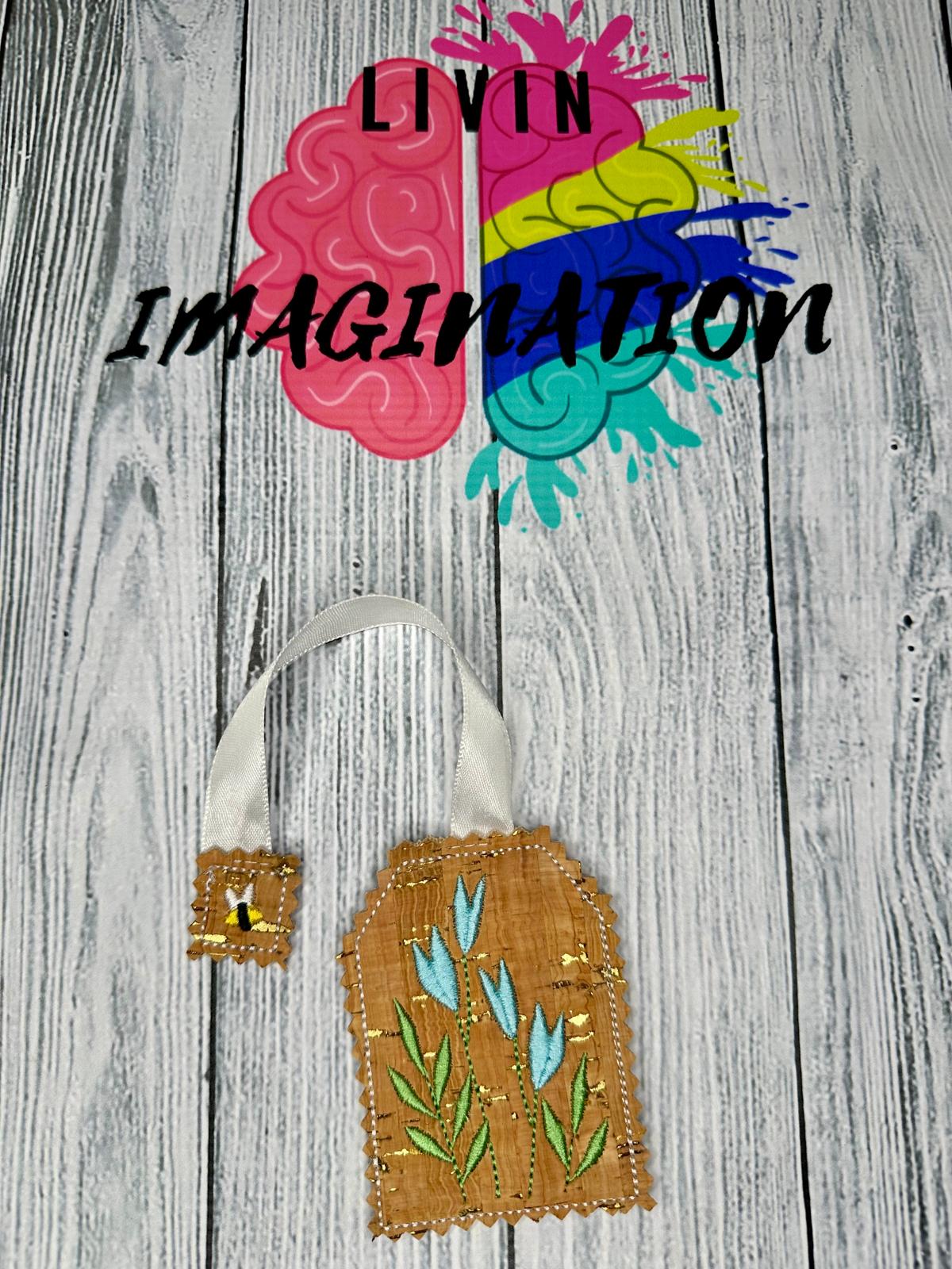 Floral Tea Bag Bookmark (blue)