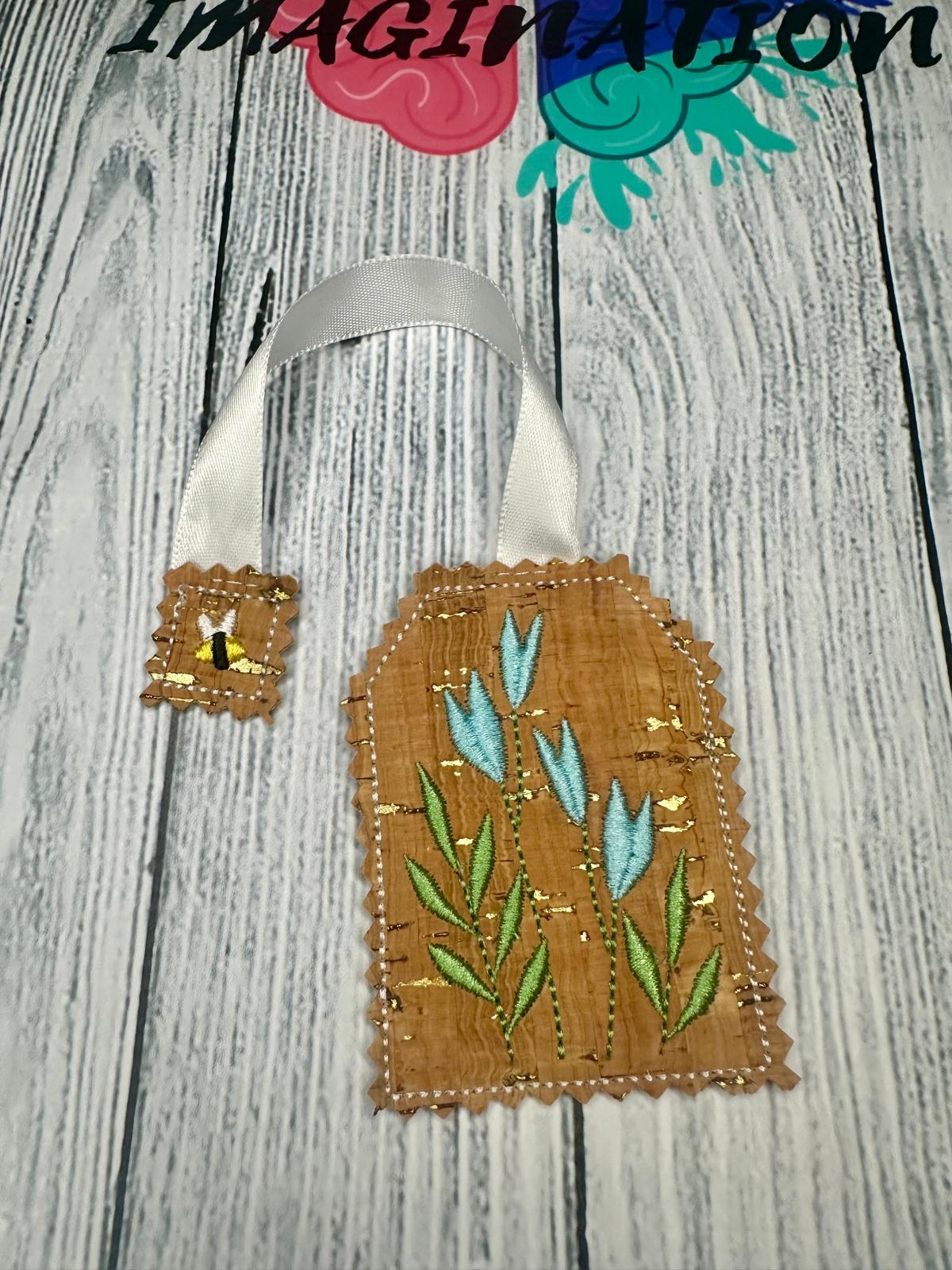 Floral Tea Bag Bookmark (blue)