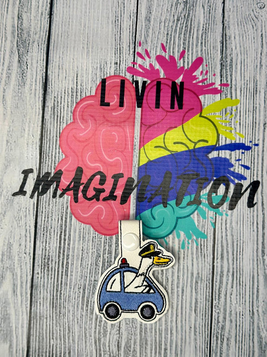 Goose Police Car Snap-tab Keychain