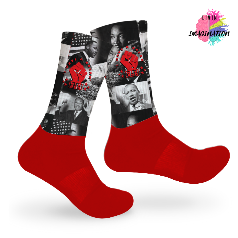 MLKJr Tribute Athletic Socks (Red)