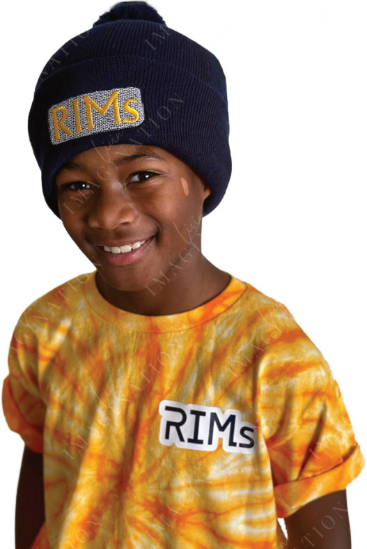 RIMs navy blue cuffed pom-pom beanie