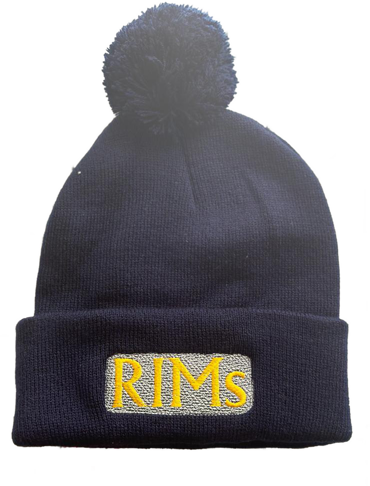 RIMs navy blue cuffed pom-pom beanie
