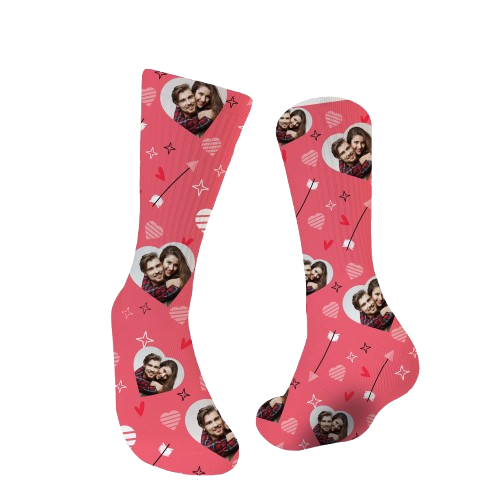 Arrow Hearts Custom Photo Socks