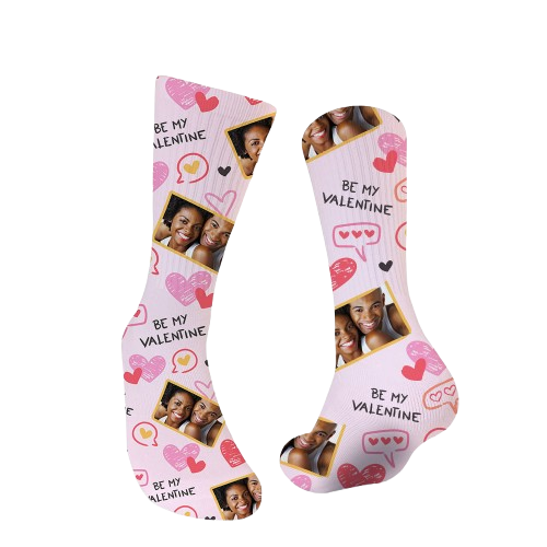 Be My Valentine Custom Photo Socks