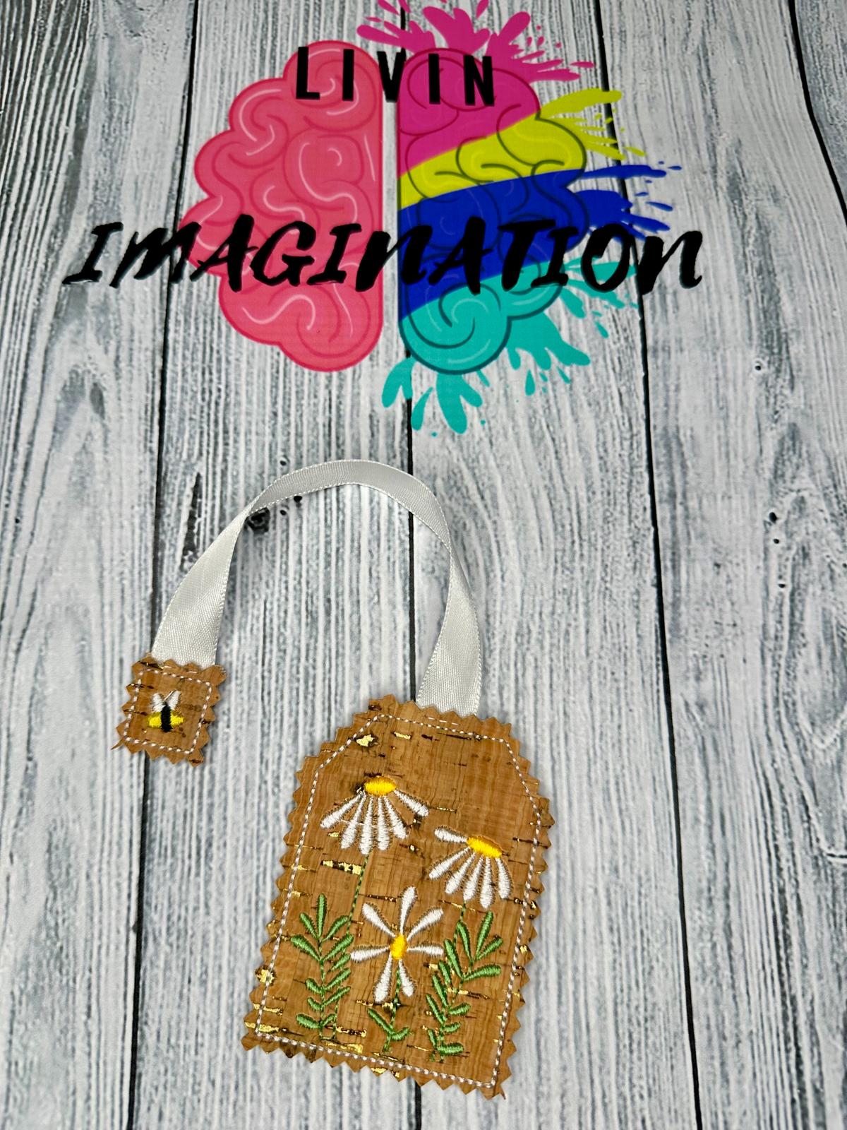 Floral Tea Bag Bookmark (white)